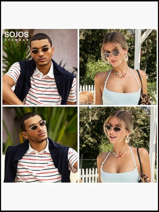 Retro Cat Eye Sunglasses Metal Frame Oval UV400 Protection main image 7